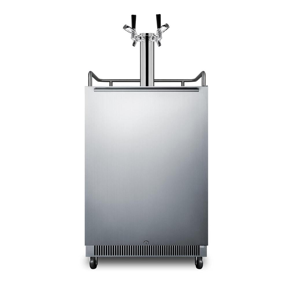SUMMIT 24 in. Built-In Kegerator with TapLock in Stainless Steel (SBC677BITWINTL) front, closed.