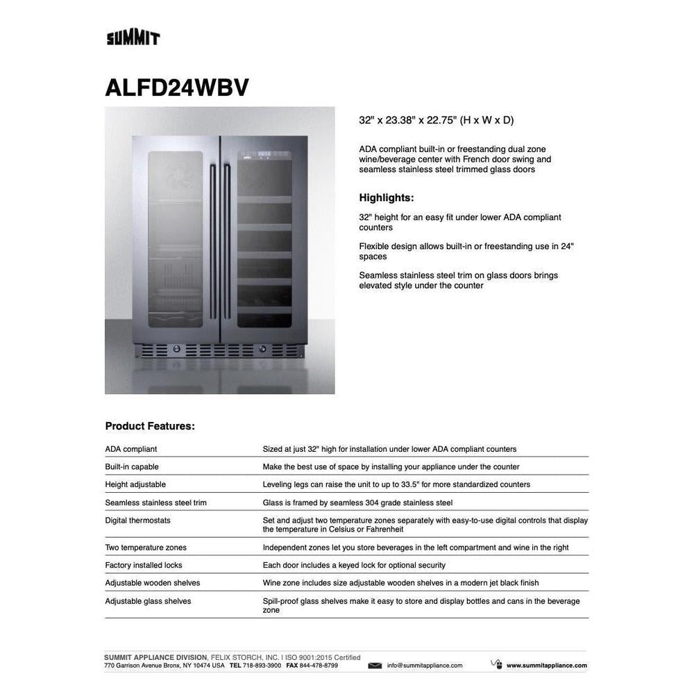 SUMMIT 24 in. Built-In Wine/Beverage Center, ADA Compliant (ALFD24WBV) 
