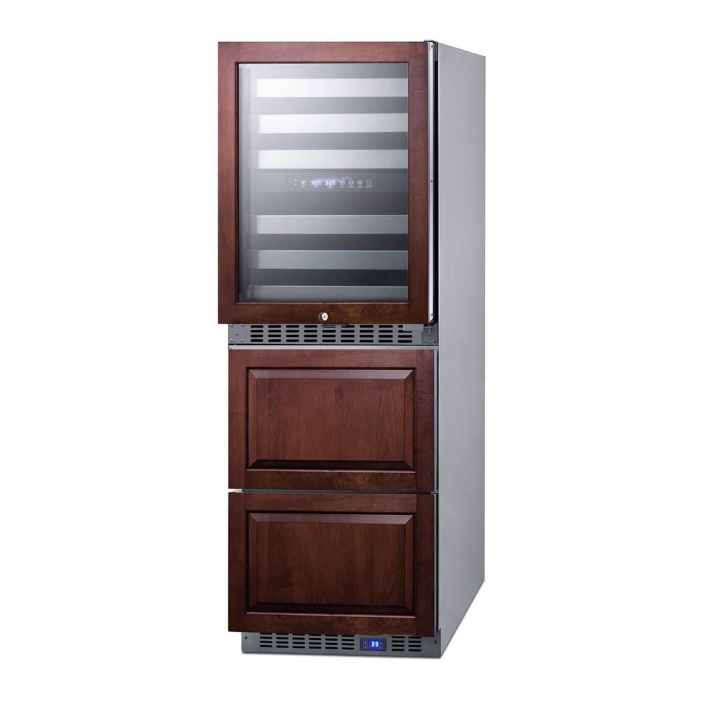 SUMMIT 24 in. Dual-Zone Wine Cellar and 2-Drawer All-Refrigerator (SWCDAR24) Panel Ready