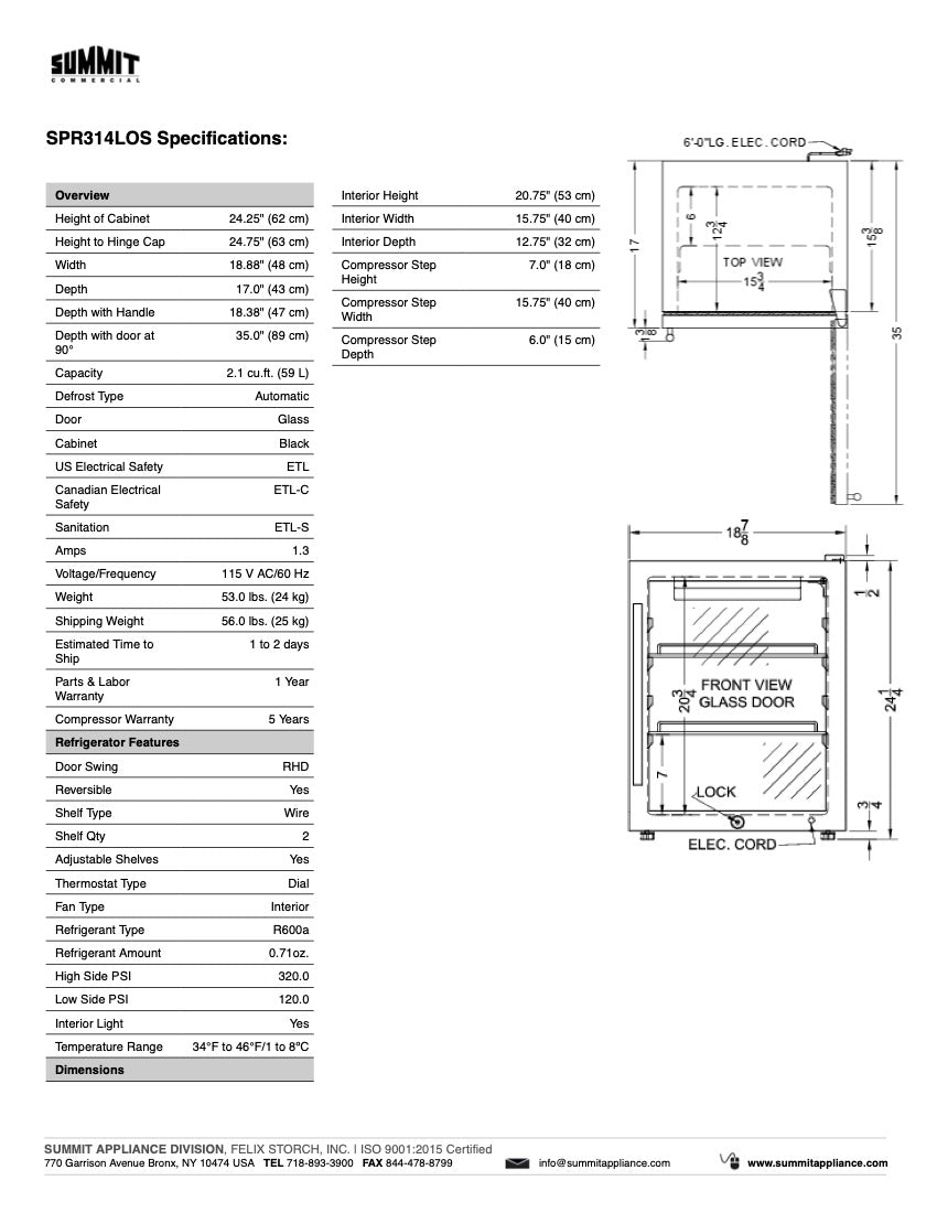 SUMMIT Commercial 19 in. Compact Outdoor Beverage Center (SPR314LOS) 