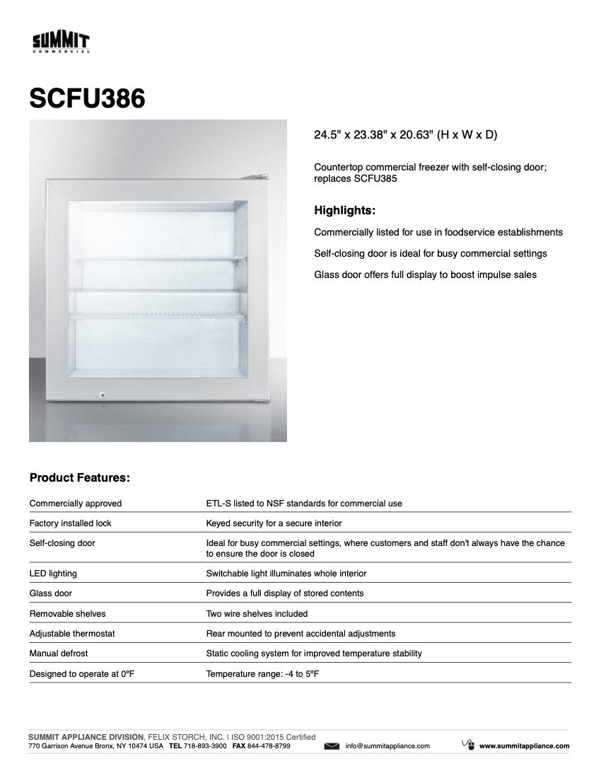 SUMMIT Commercial 24 in. Compact Display Freezer (SCFU386) 