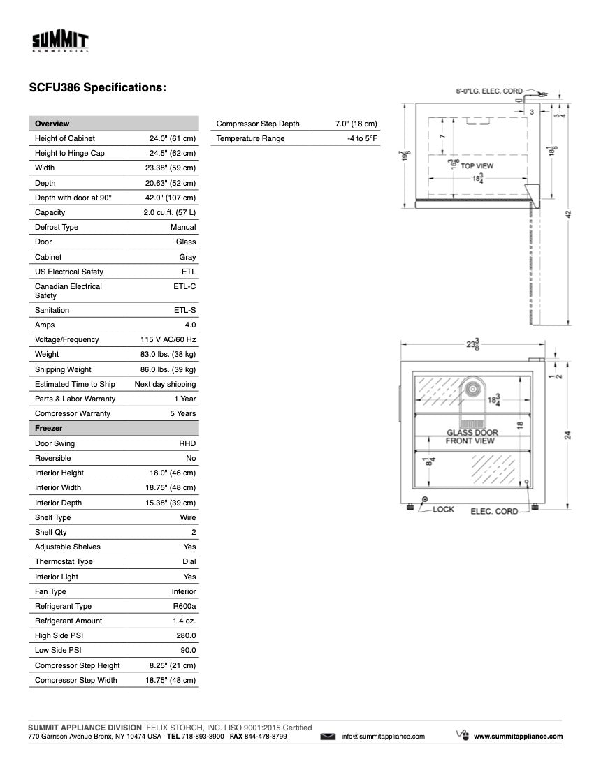 SUMMIT Commercial 24 in. Compact Display Freezer (SCFU386) 