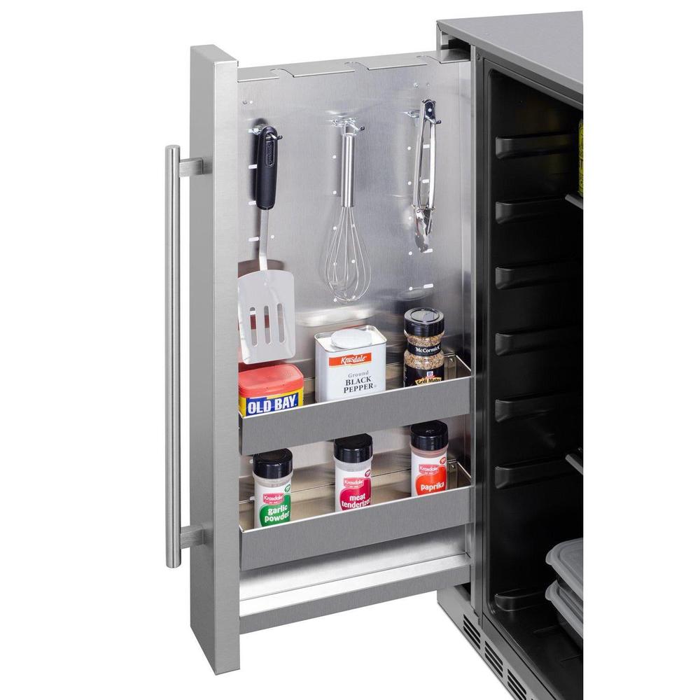 SUMMIT Shallow Depth 24 in. Outdoor Built-In Freezerless Refrigerator With Slide-Out Storage Compartment (SPR196OS24) 
