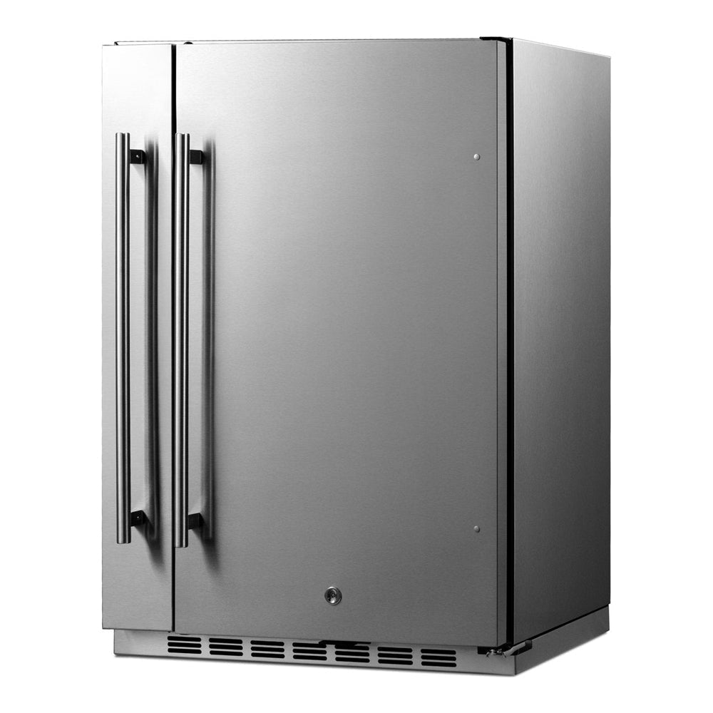 SUMMIT Shallow Depth 24 in. Outdoor Built-In Freezerless Refrigerator With Slide-Out Storage Compartment (SPR196OS24) 