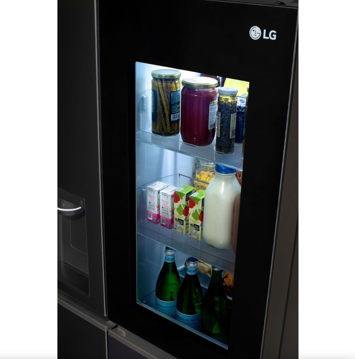 LG 36 Inch Side-by-Side InstaView Refrigerator with Craft Ice in Black Stainless 27 Cu. Ft. (LRSOS2706D)
