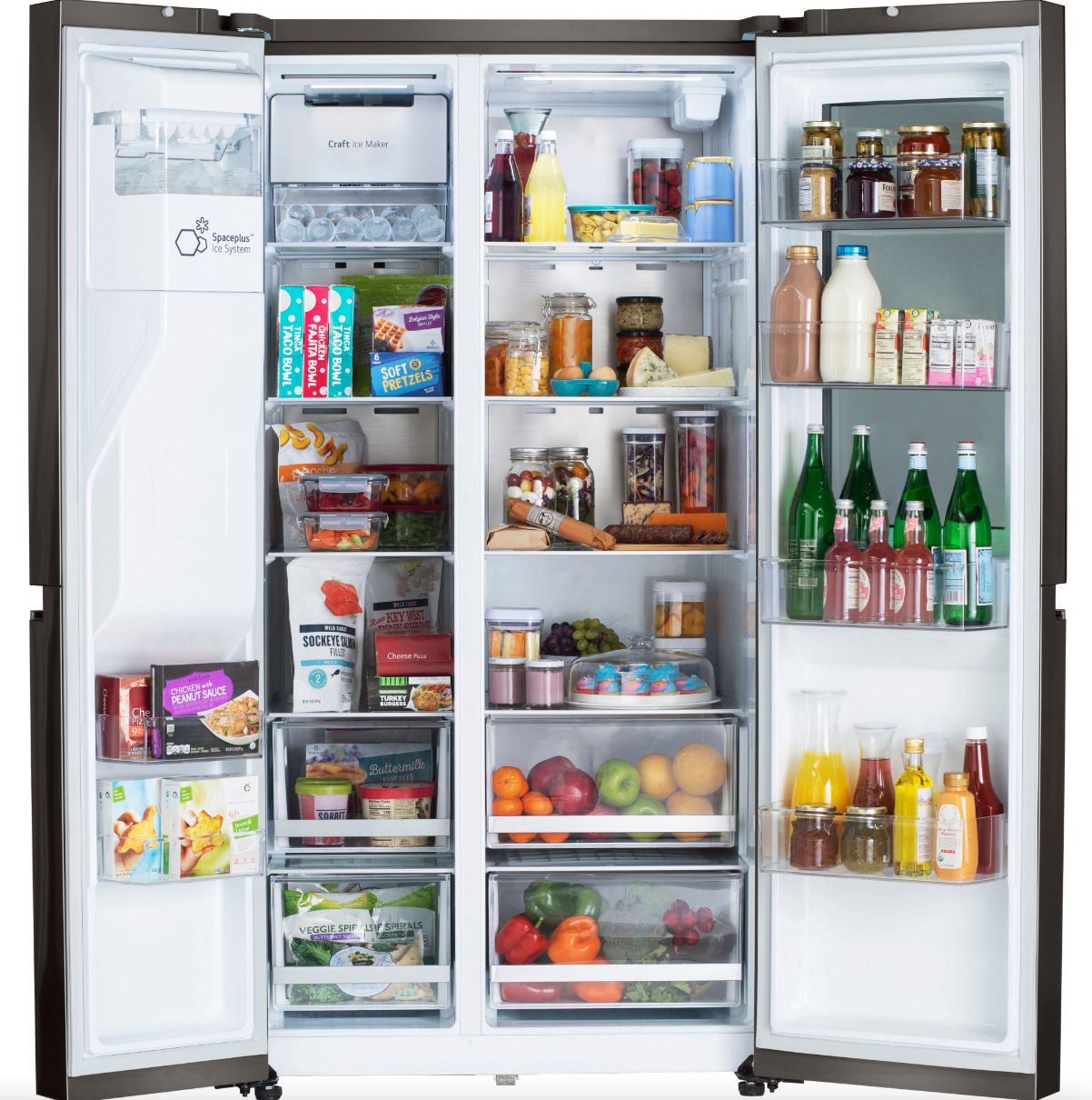 LG 36 Inch 23-Cu. Ft. Side-by-Side Counter-Depth InstaView Refrigerator with Craft Ice in Black Stainless 23 Cu. Ft. (LRSOC2306D)