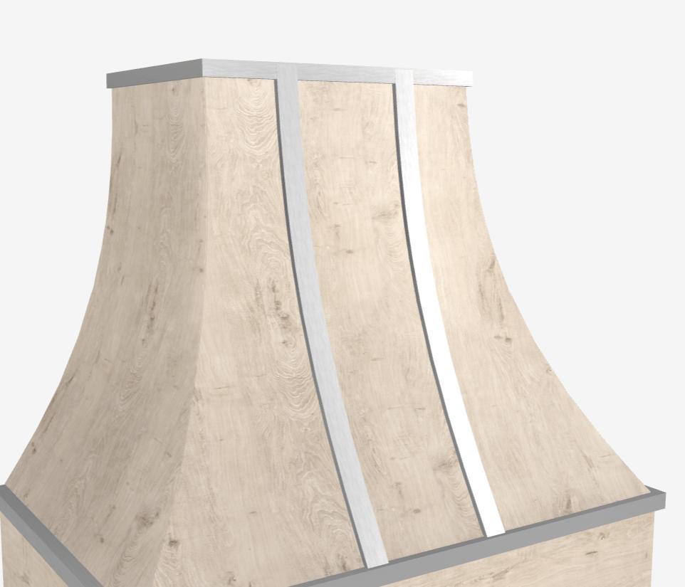 Hoodsly Curved Wall Mount Wooden Range Hood with Steel Strapping and Size and Color Options