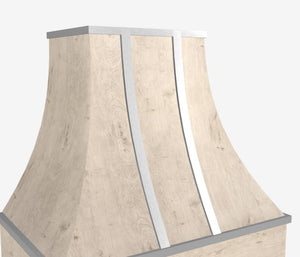 Hoodsly Curved Wall Mount Wooden Range Hood with Steel Strapping and Size and Color Options