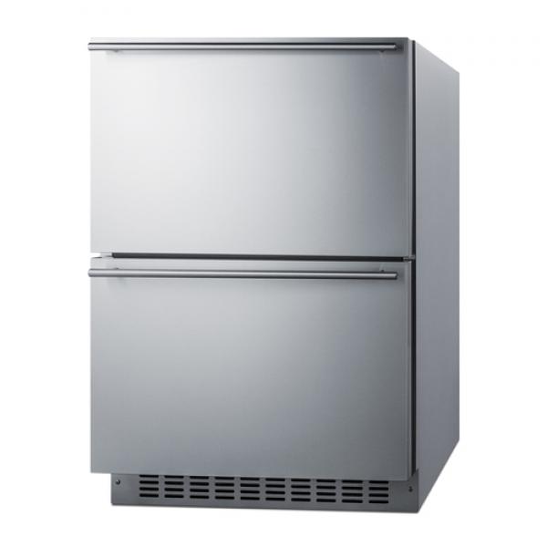 Summit 24 in. 2-Drawer Refrigerator-Freezer in Stainless Steel (SPRF34D) main image.