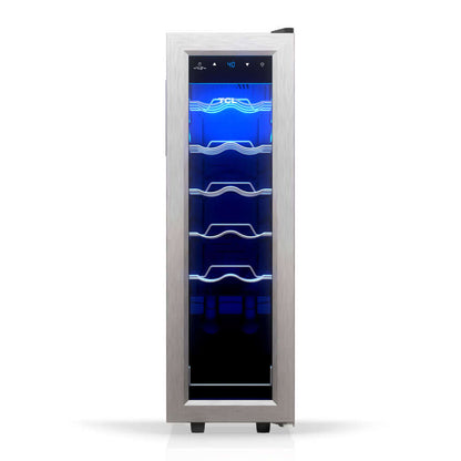 TCL 18 in. 12 Bottle 1.24 Cu. Ft. Compact Freestanding Wine Cooler with Glass Door (TRW12F6AS)
