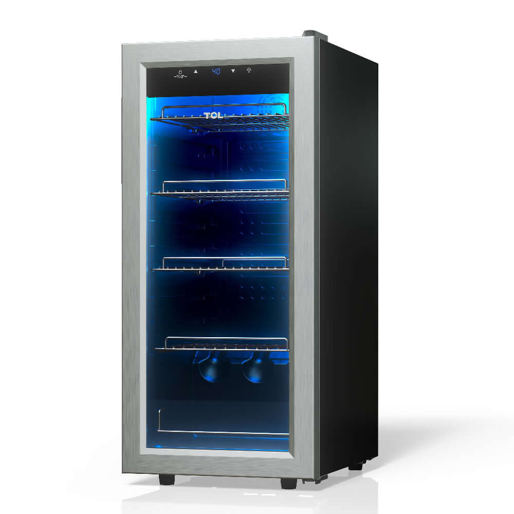 TCL 14 in. 50 Can 1.8 Cu. Ft. Compact Freestanding Beverage Cooler with Glass Door (TRV050FAS) side.