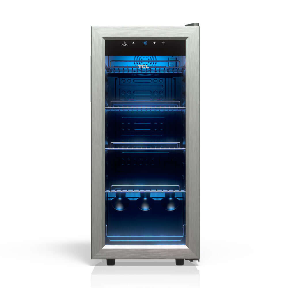 TCL 14 in. 50 Can 1.8 Cu. Ft. Compact Freestanding Beverage Cooler with Glass Door (TRV050FAS)