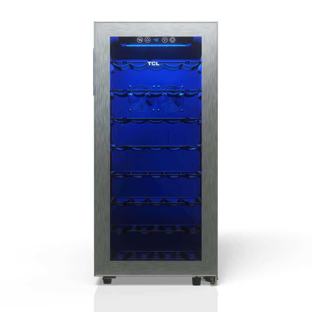TCL 16 in. 38 Bottle 3.4 Cu. Ft. Compact Wine Cooler with Glass Door (TRW38F6AS)