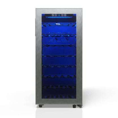 TCL 16 in. 38 Bottle 3.4 Cu. Ft. Compact Wine Cooler with Glass Door (TRW38F6AS)