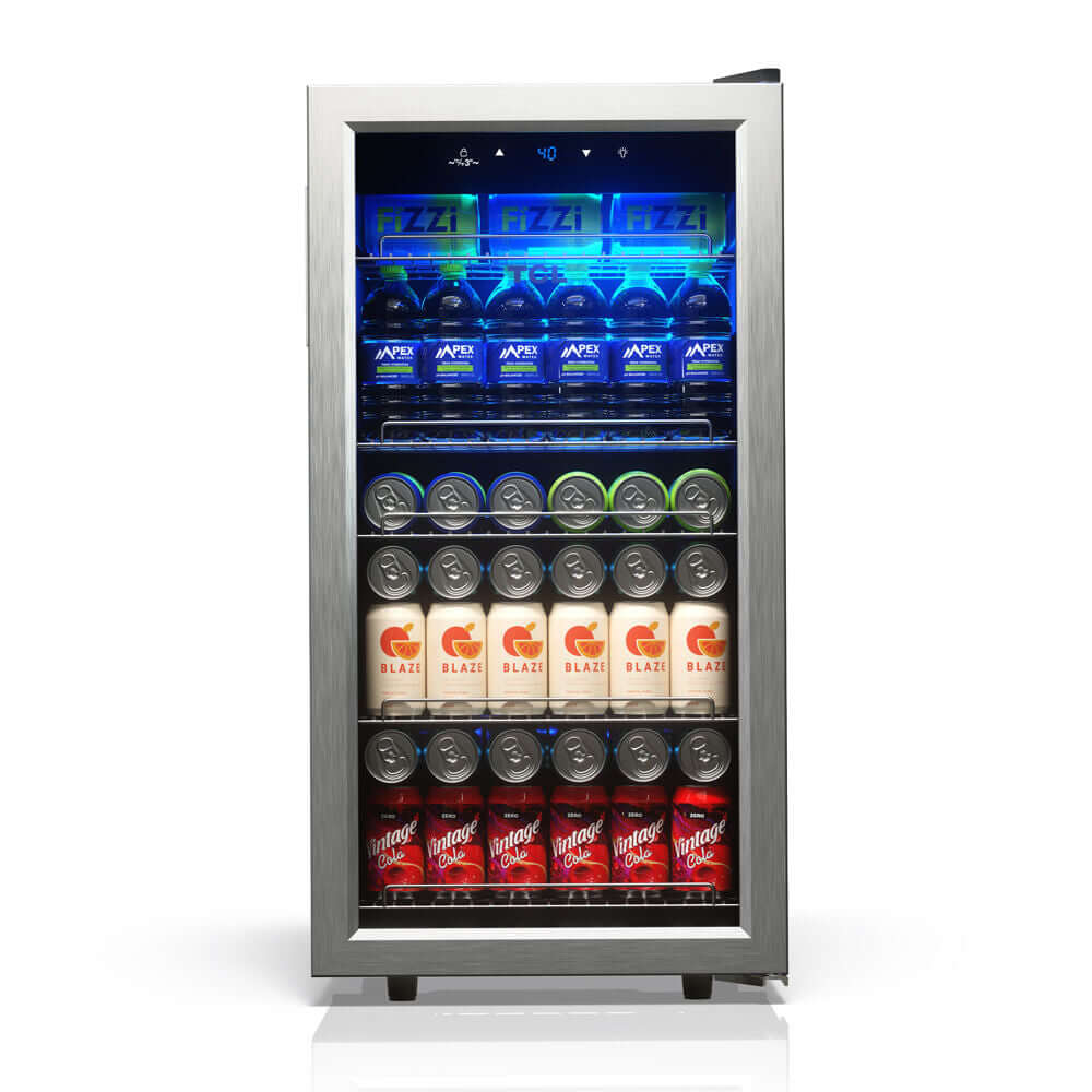 TCL 18 in. 121 Can 2.4 Cu. Ft. Compact Freestanding Beverage Cooler with Glass Door (TRV121FAS)