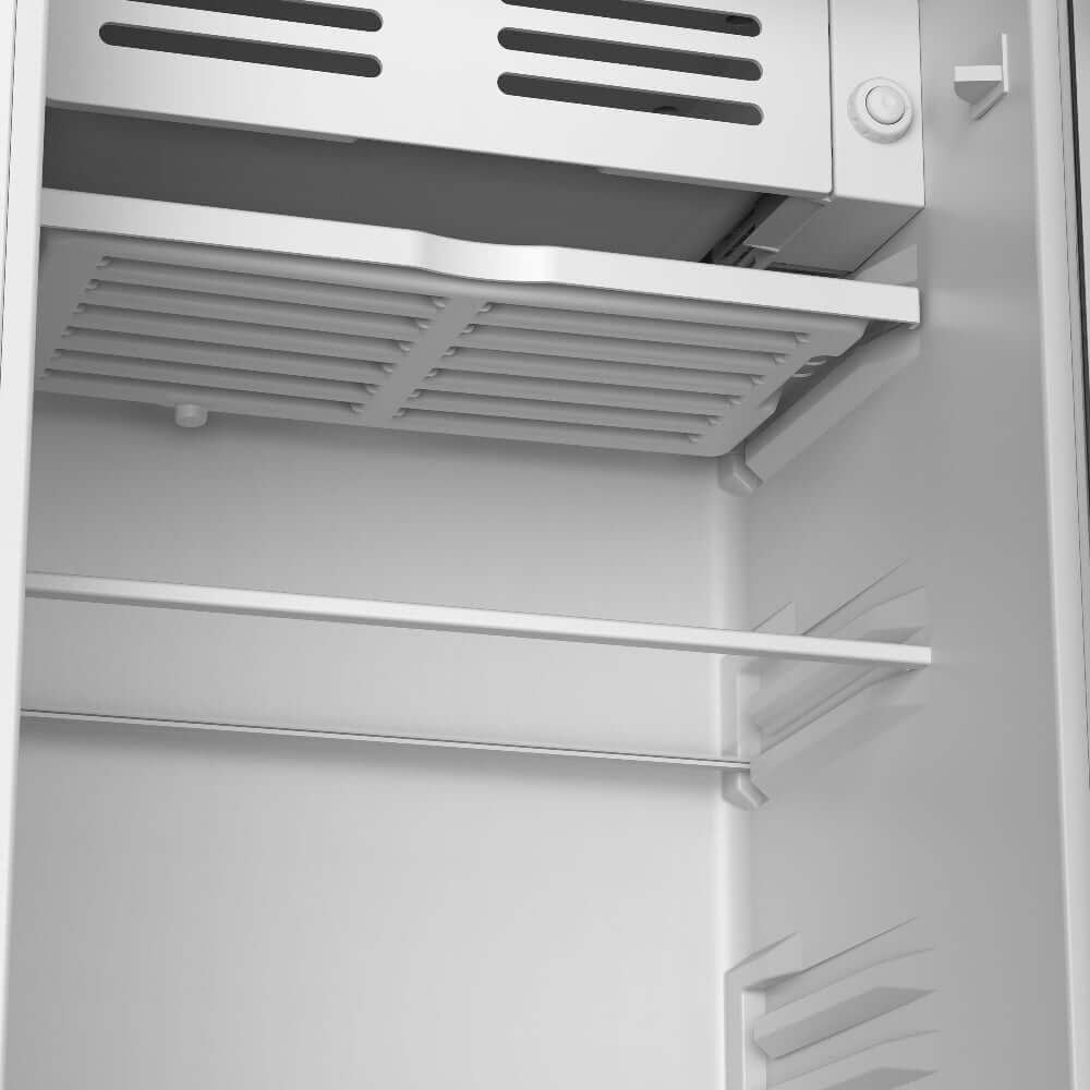TCL 18 in. 3.1 Cu. Ft. Compact Single Door Mini Fridge in White (TRM31S4AW) interior.