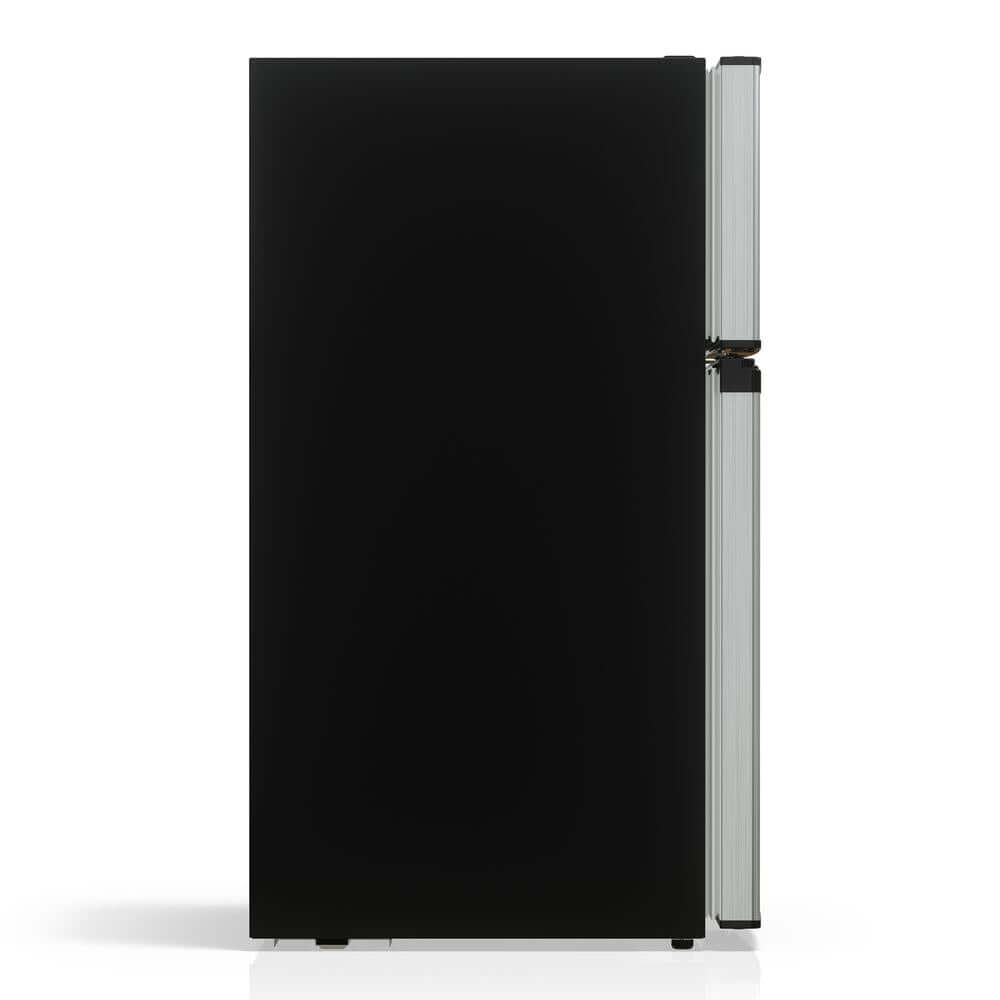TCL 18 in. 3.1 Cu. Ft. Compact Top Freezer Mini Fridge in Silver (TRM31D4AV) side.