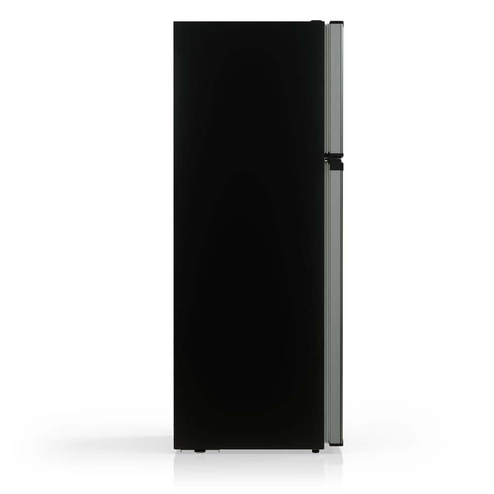 TCL 18 in. 4.7 Cu. Ft. Compact Top Freezer Mini Fridge in Silver (TRM47D5AV) side.