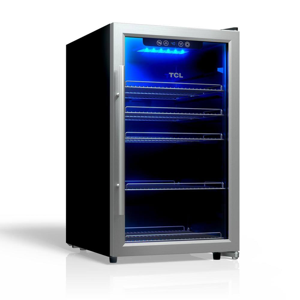 TCL 20 in. 132 Can 4.24 Cu. Ft. Beverage Cooler with Stainless Steel Glass Door (TRV132FAS) reverse side.