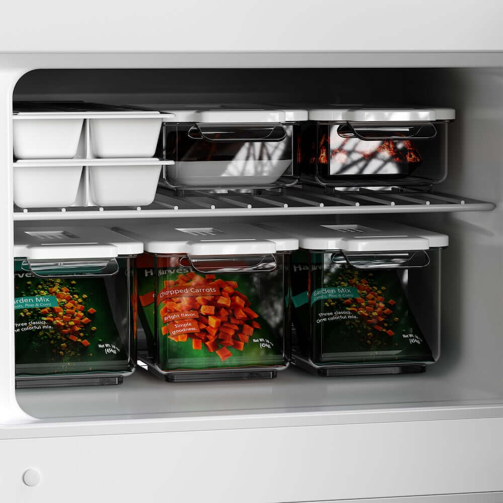 Food inside top freezer compartment 