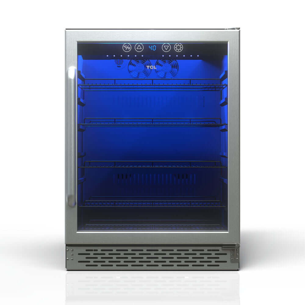 TCL 24 in. 161 Can 5.3 cu. ft.  Beverage Cooler with Stainless Steel Glass Door (TRV161BAS)