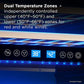 TCL 24 in. 46 Bottle Dual Zone Wine Cooler with Glass Door (TRW46B8AS) with digital display showing dual temperature zones for red and white wines.