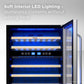 TCL 24 in. 46 Bottle Dual Zone Wine Cooler with Glass Door (TRW46B8AS) with soft interior LED lighting