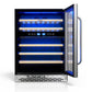 TCL 24 in. 46 Bottle Dual Zone Wine Cooler with Glass Door (TRW46B8AS) with open door on a white background