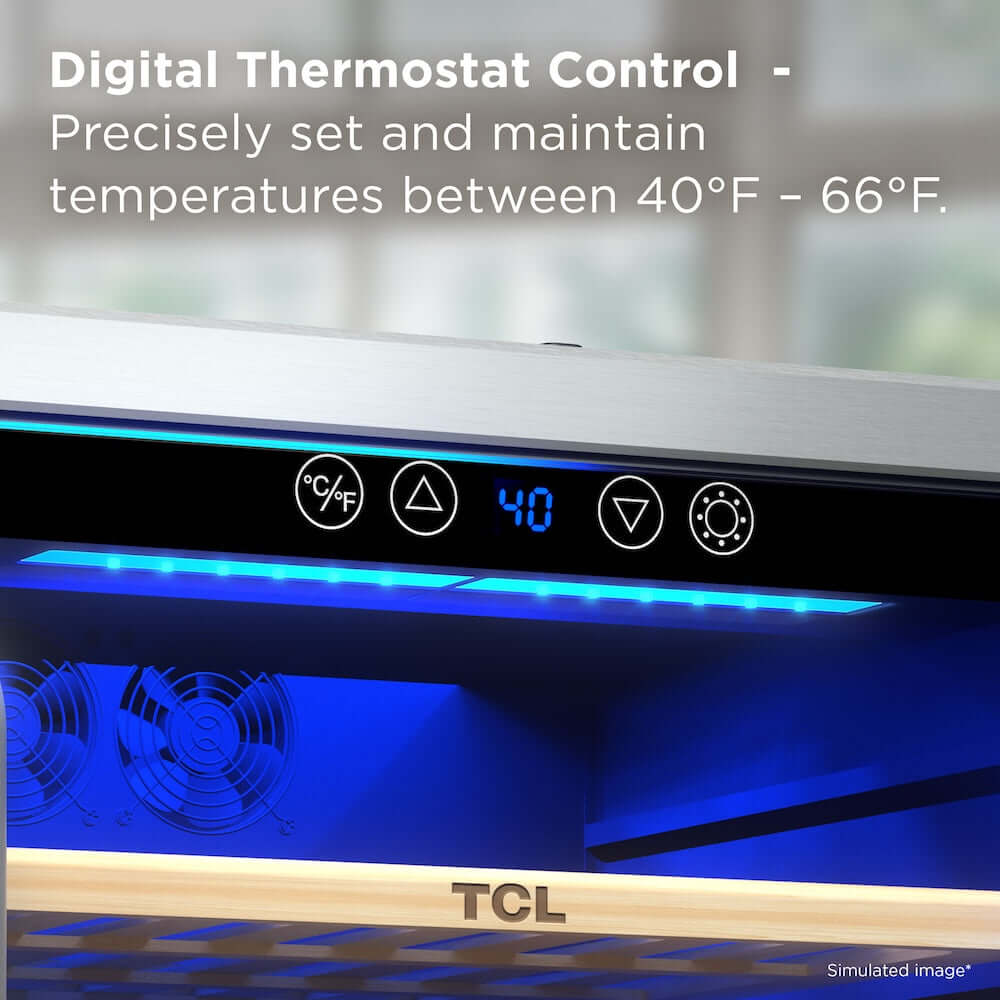 TCL digital thermostat control panel with temperature display and settings.