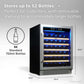 TCL 24 in. 52 Bottle 5.3 Cu. Ft. Compact Freestanding Wine Cooler with Glass Door (TRW52B7AS) with removable shelves for 52 bottles