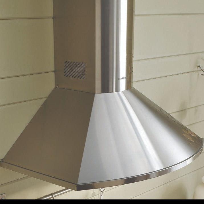 Faber Tender Wall Mount Range Hood with Size Options in Stainless Steel