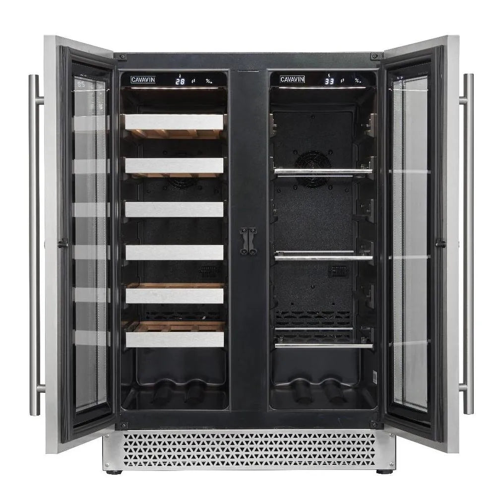 Cavavin Vinoa 24 in. Dual Zone Beverage Center in Stainless Steel 66 Can/21 Bottle (V-87WBVC)
