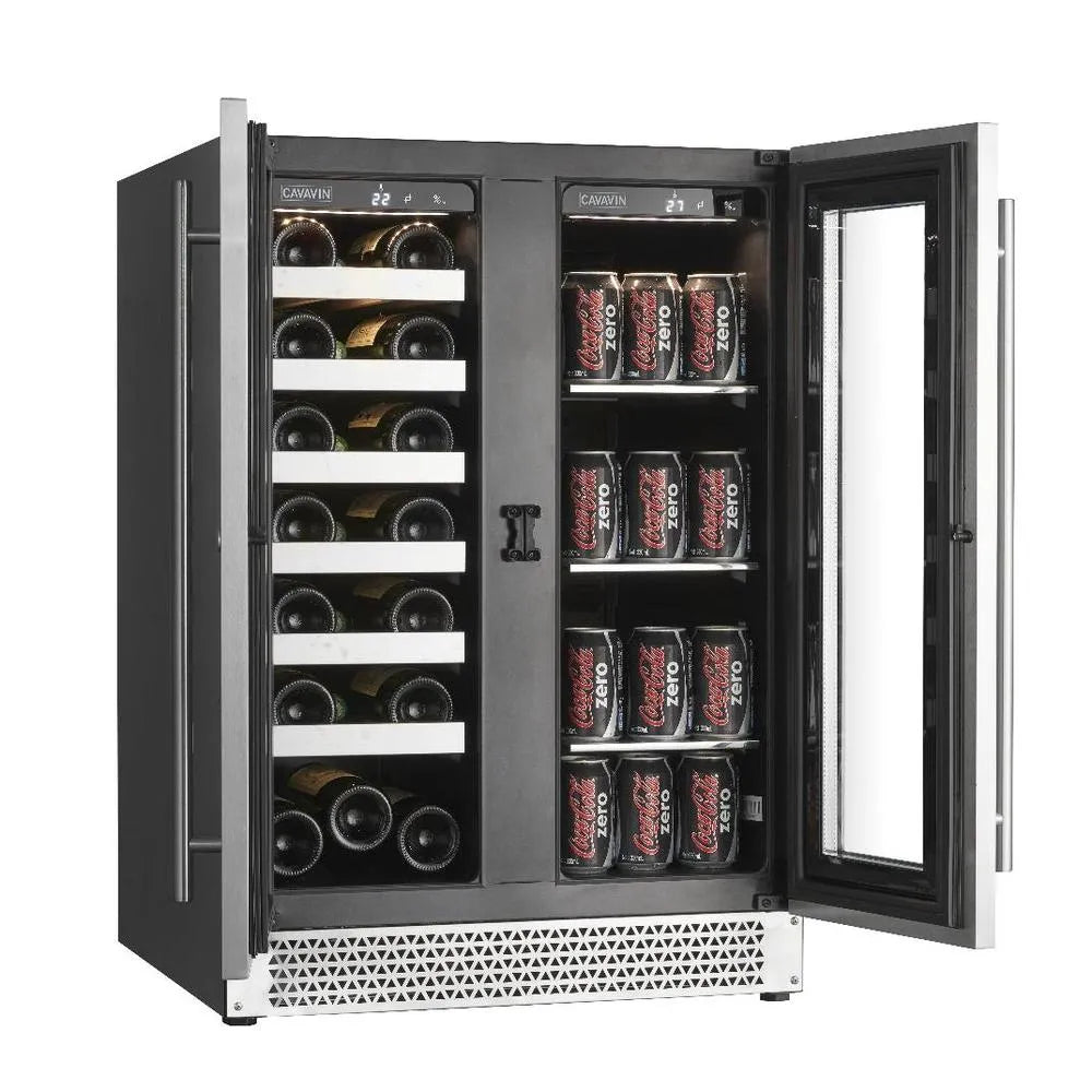 Cavavin Vinoa 24 in. Dual Zone Beverage Center in Stainless Steel 66 Can/21 Bottle (V-87WBVC)