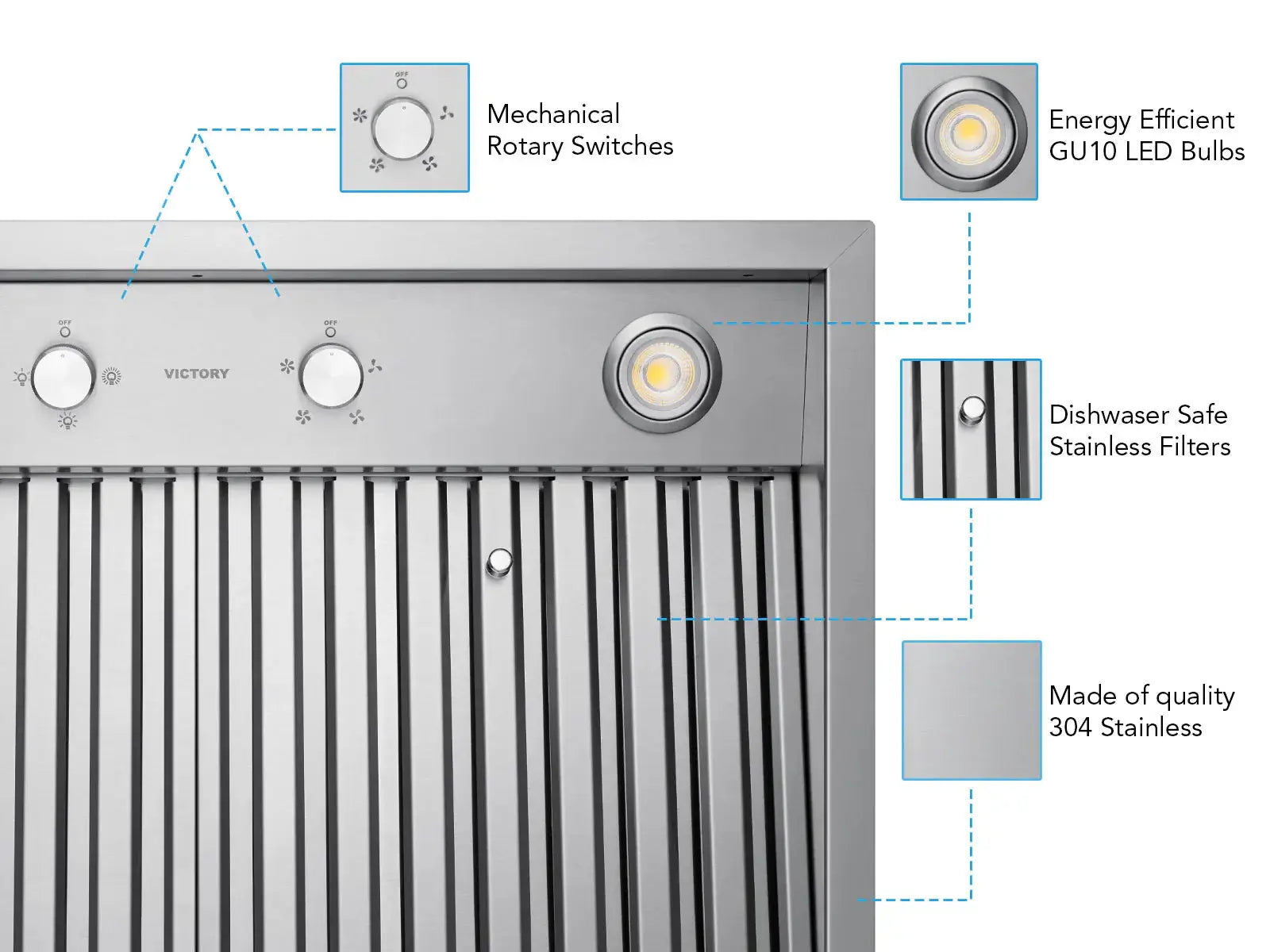 VICTORY Star 900 CFM Insert Range Hood in Stainless Steel 