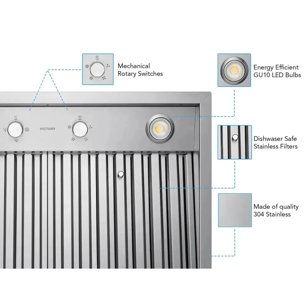 VICTORY Star 900 CFM Insert Range Hood in Stainless Steel 
