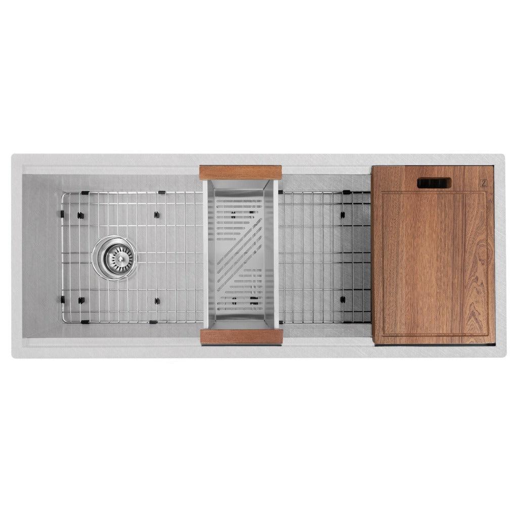 ZLINE 43 in. Garmisch Undermount Single Bowl Kitchen Sink with Bottom Grid and Accessories (SLS-43) 