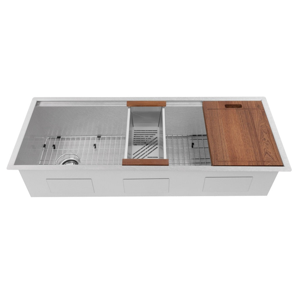 ZLINE 43 in. Garmisch Undermount Single Bowl Kitchen Sink with Bottom Grid and Accessories (SLS-43) 