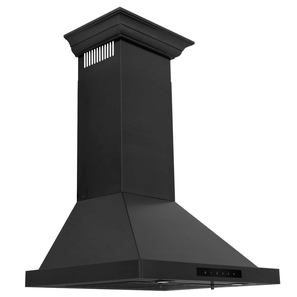 ZLINE Convertible Vent Wall Mount Range Hood in Black Stainless Steel with Crown Molding (BSKBNCRN) main image.