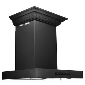ZLINE Convertible Vent Wall Mount Range Hood in Black Stainless Steel with Crown Molding (BSKENCRN) main image.