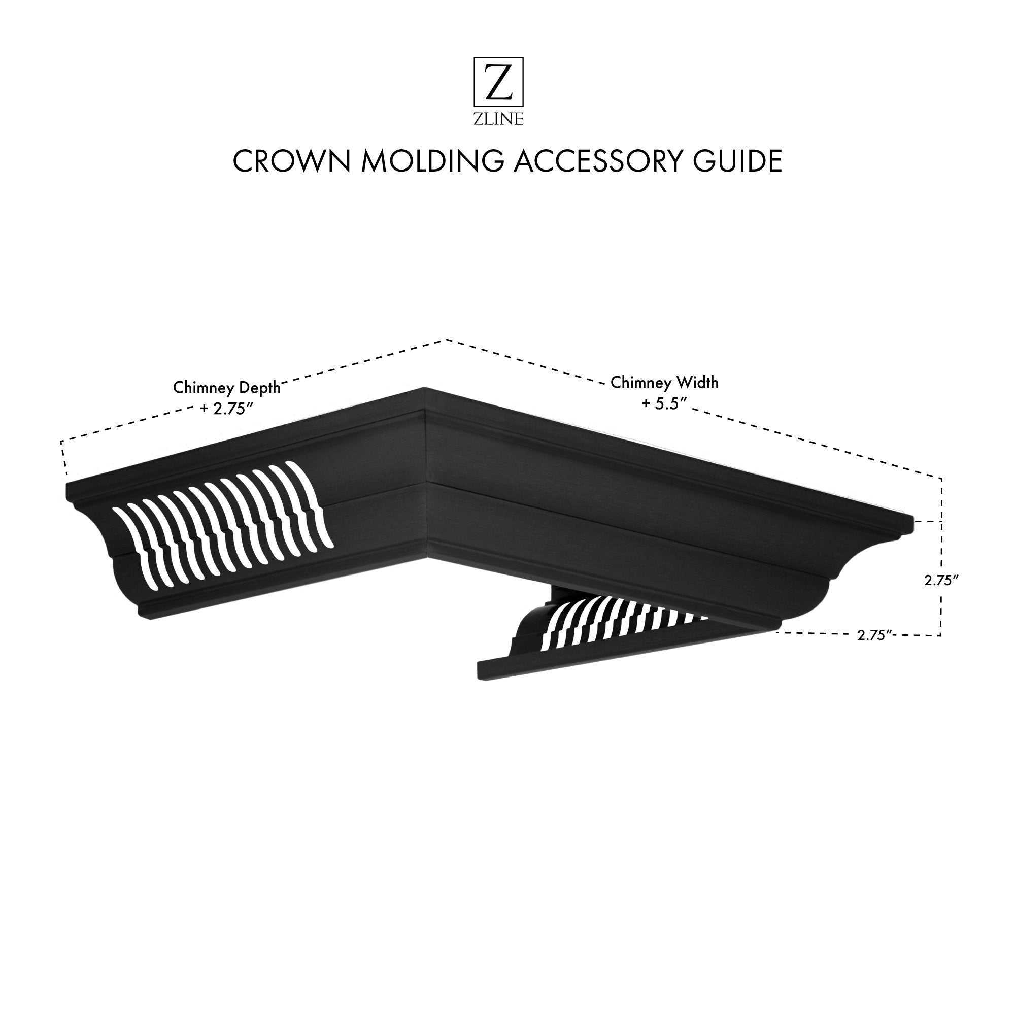 ZLINE Crown Molding in Black Stainless Steel with Built-in Bluetooth Speakers (CM6-BT-BSKBN)