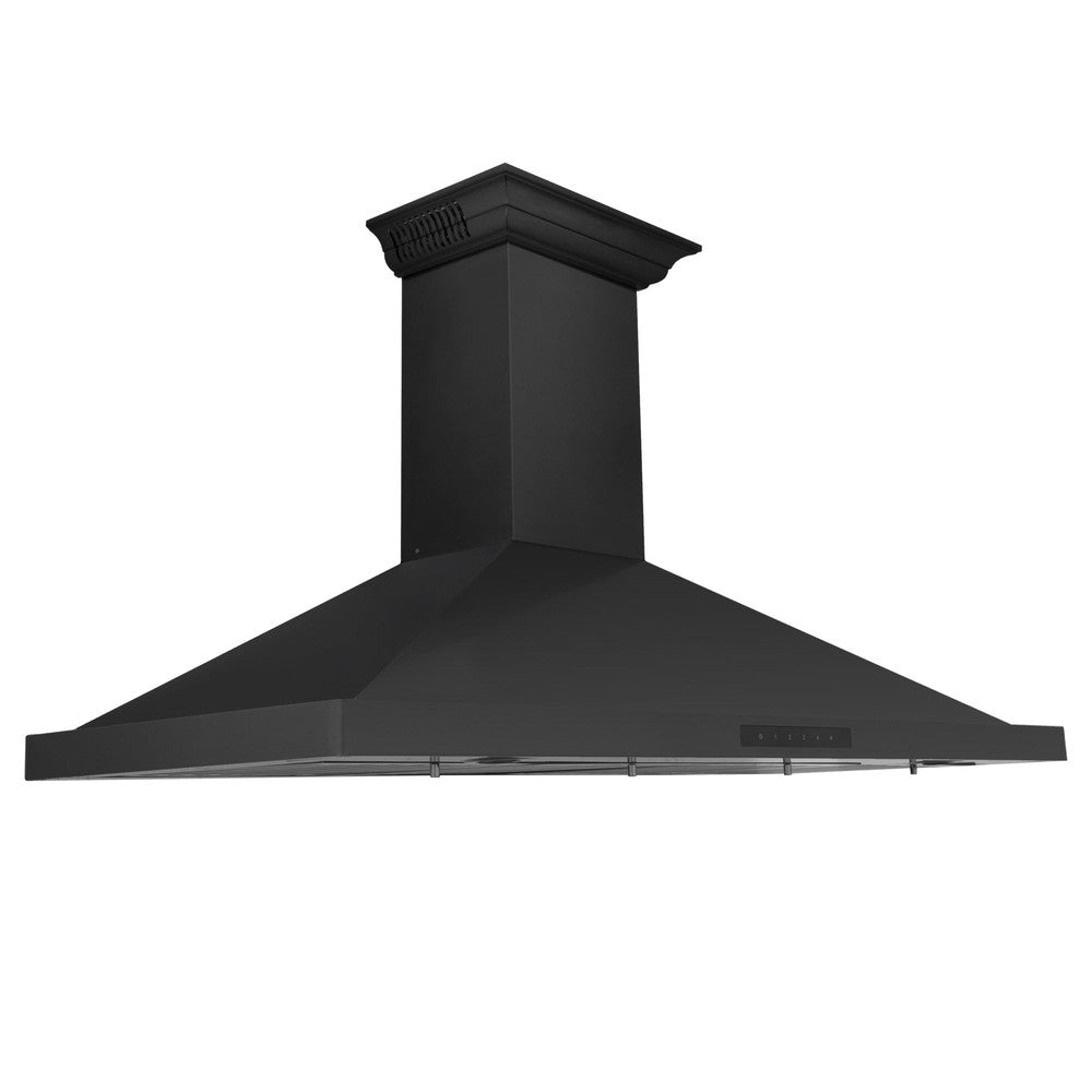 ZLINE Ducted Vent Wall Mount Range Hood in Black Stainless Steel with Built-in ZLINE CrownSound Bluetooth Speakers (BSKBNCRN-BT) 42 Inch