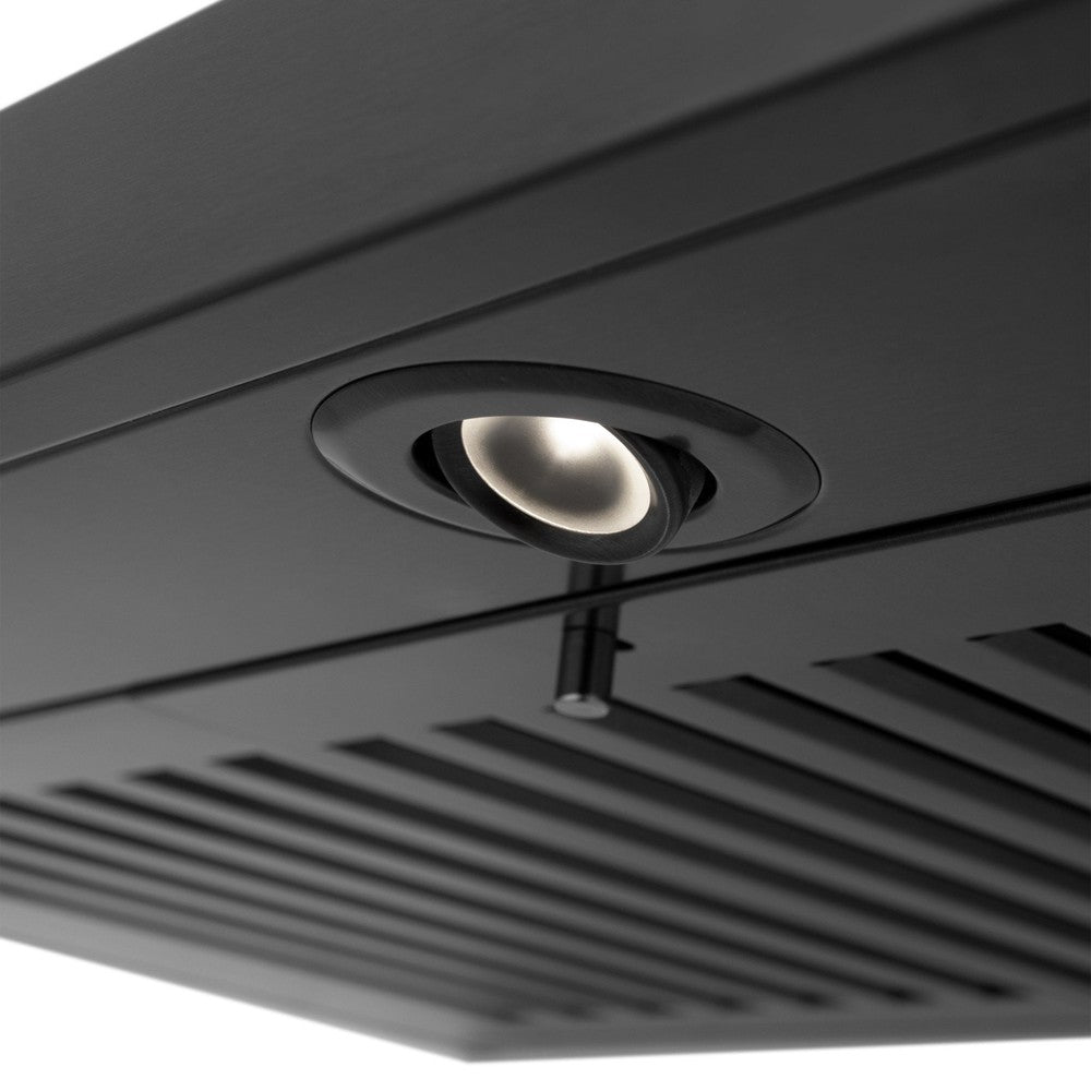 ZLINE Ducted Vent Wall Mount Range Hood in Black Stainless Steel with Built-in ZLINE CrownSound Bluetooth Speakers (BSKBNCRN-BT) 