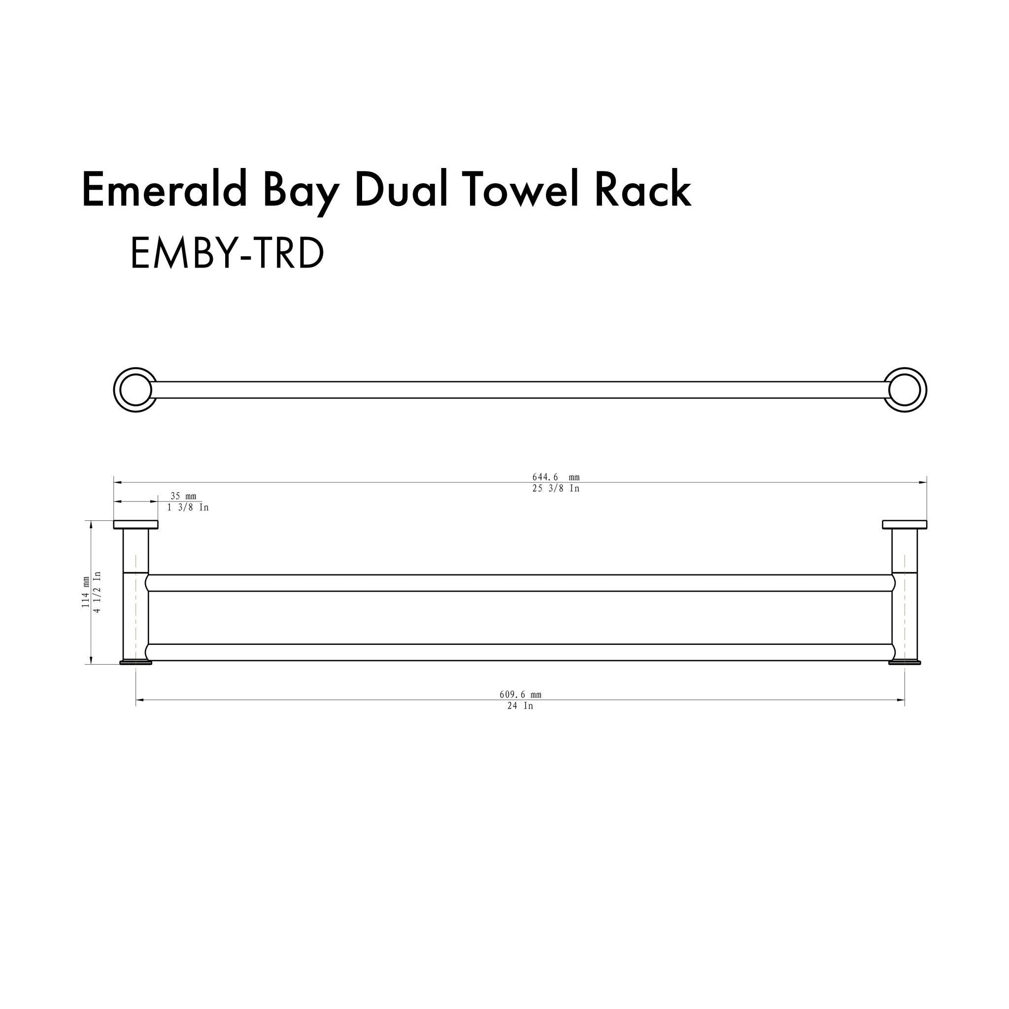 ZLINE Emerald Bay Double Towel Rail with color options (EMBY-TRD) dimensional diagram