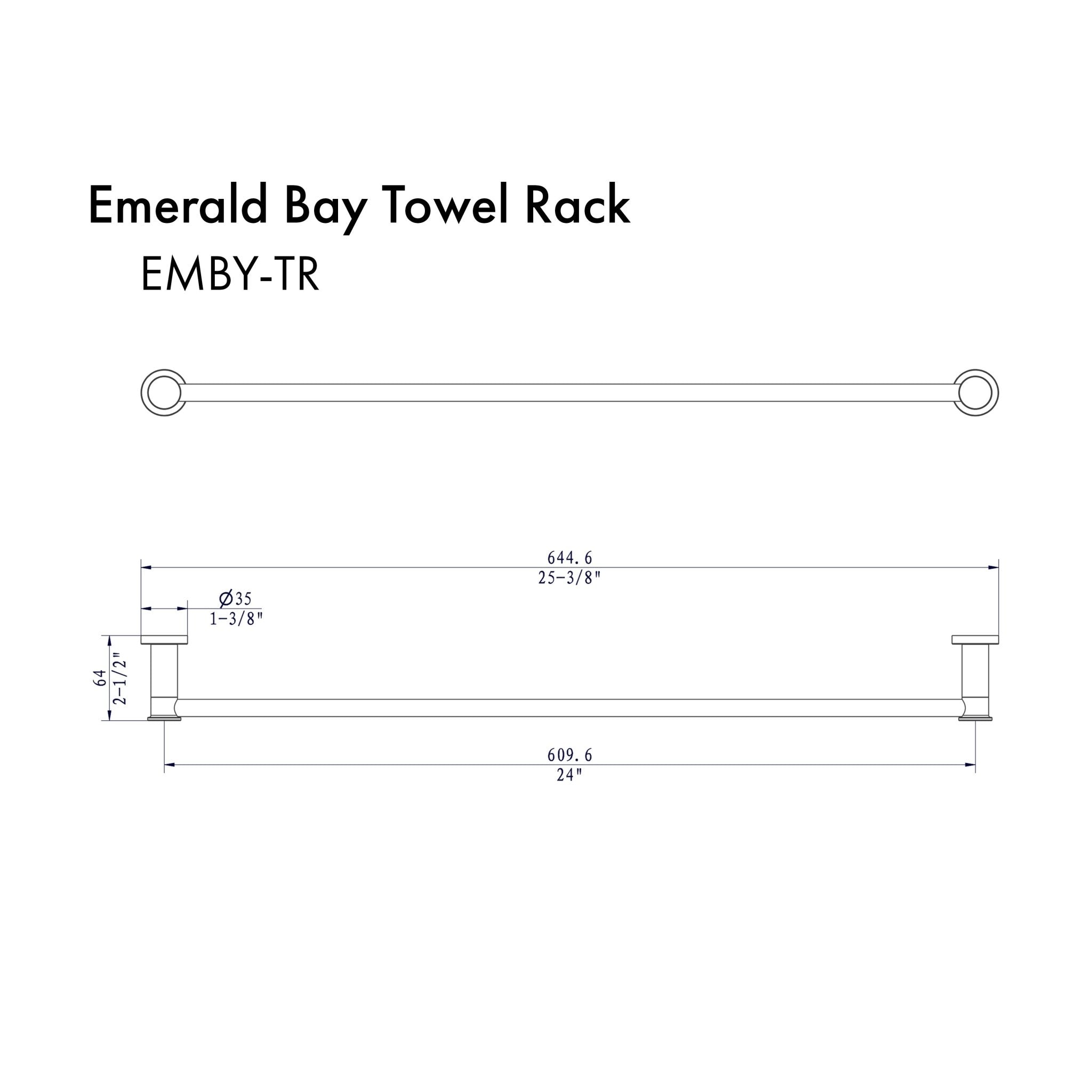 ZLINE Emerald Bay Towel Rail with color options (EMBY-TR) dimensional diagram