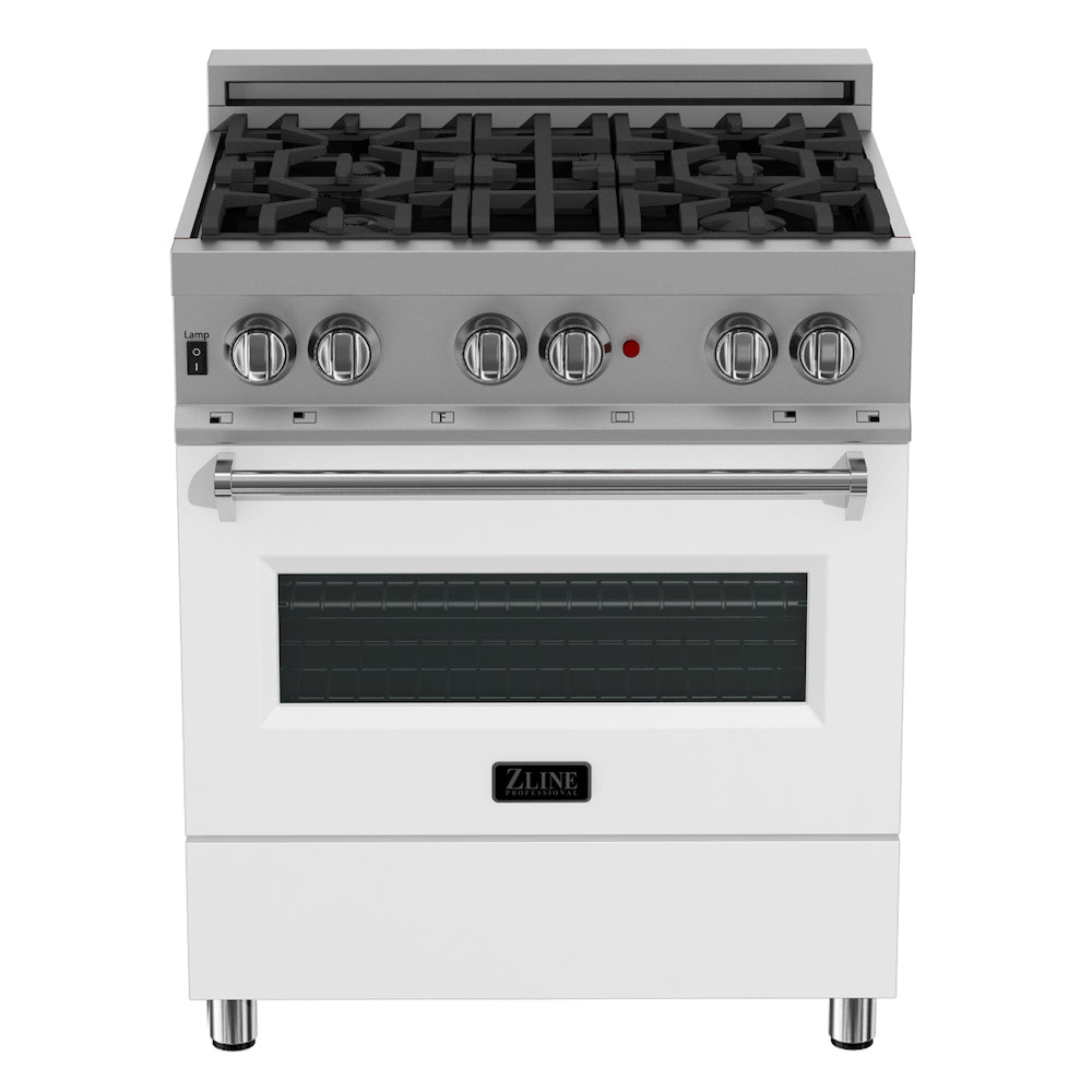 ZLINE 30 in. 4.0 cu. ft. Dual Fuel Range with Gas Stove and Electric Oven in Fingerprint Resistant Stainless Steel and White Matte Door (RAS-WM-30)