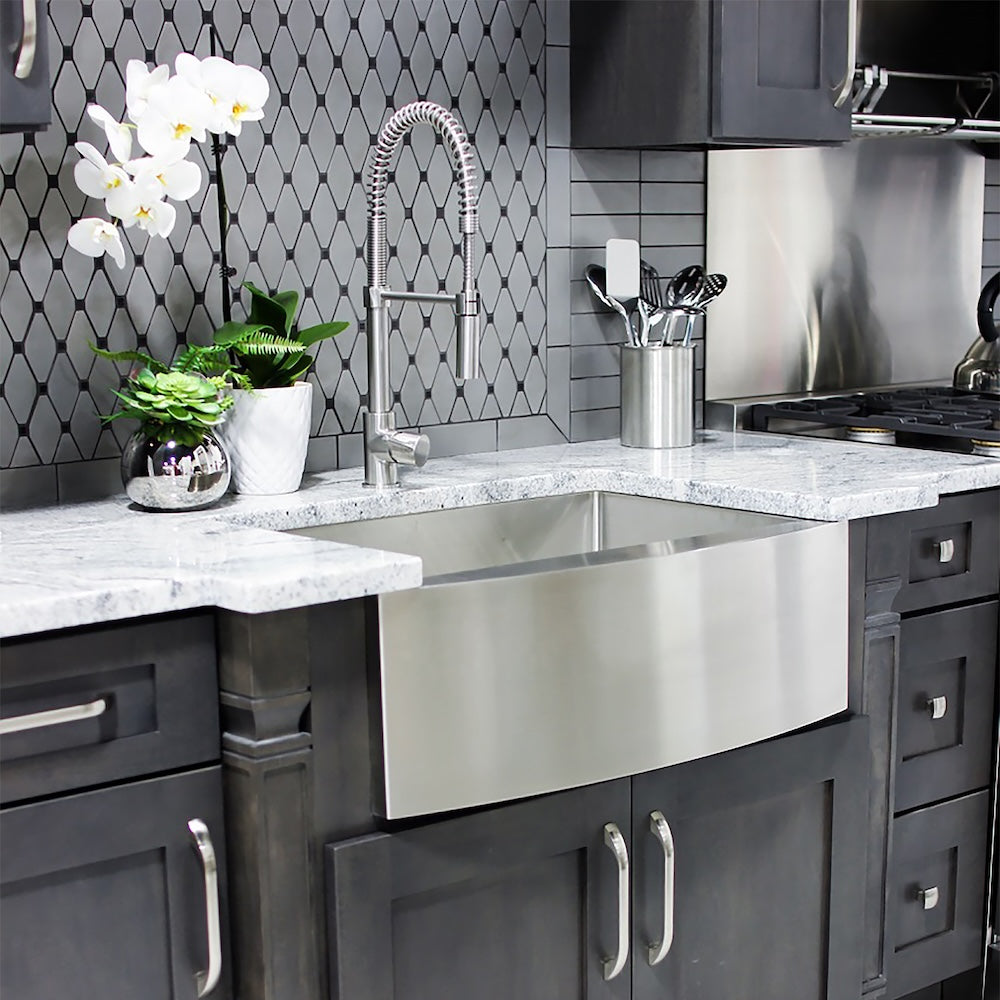 ZLINE 30 in. Zermatt Farmhouse Apron Mount Single Bowl Kitchen Sink with Bottom Grid and Color Options (SAS-30)