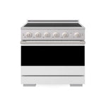 ZLINE 36 in. 5.2 cu. ft. Marino Induction Range with 5 Element Cooktop and Electric Convection Oven in Stainless Steel with White Matte Door (MINR-WM-36) main image.