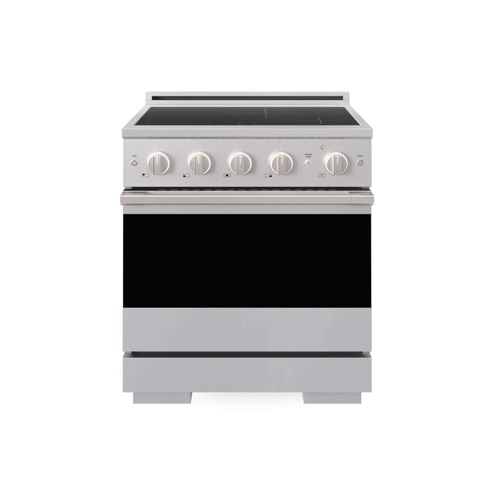 ZLINE 30 in. 4.2 cu. ft. Marino Induction Range with 4 Element Cooktop and Electric Convection Oven in Stainless Steel (MINR30) main image.