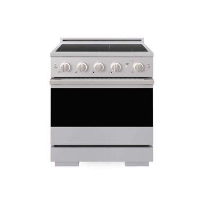 ZLINE 30 in. 4.2 cu. ft. Marino Induction Range with 4 Element Cooktop and Electric Convection Oven in Stainless Steel (MINR30) main image.