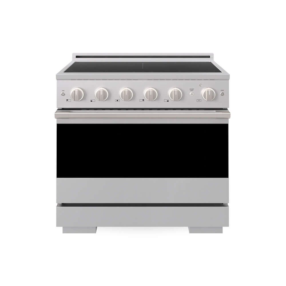 ZLINE 36 in. 5.2 cu. ft. Marino Induction Range with 5 Element Cooktop and Electric Convection Oven in Stainless Steel (MINR36) main image.